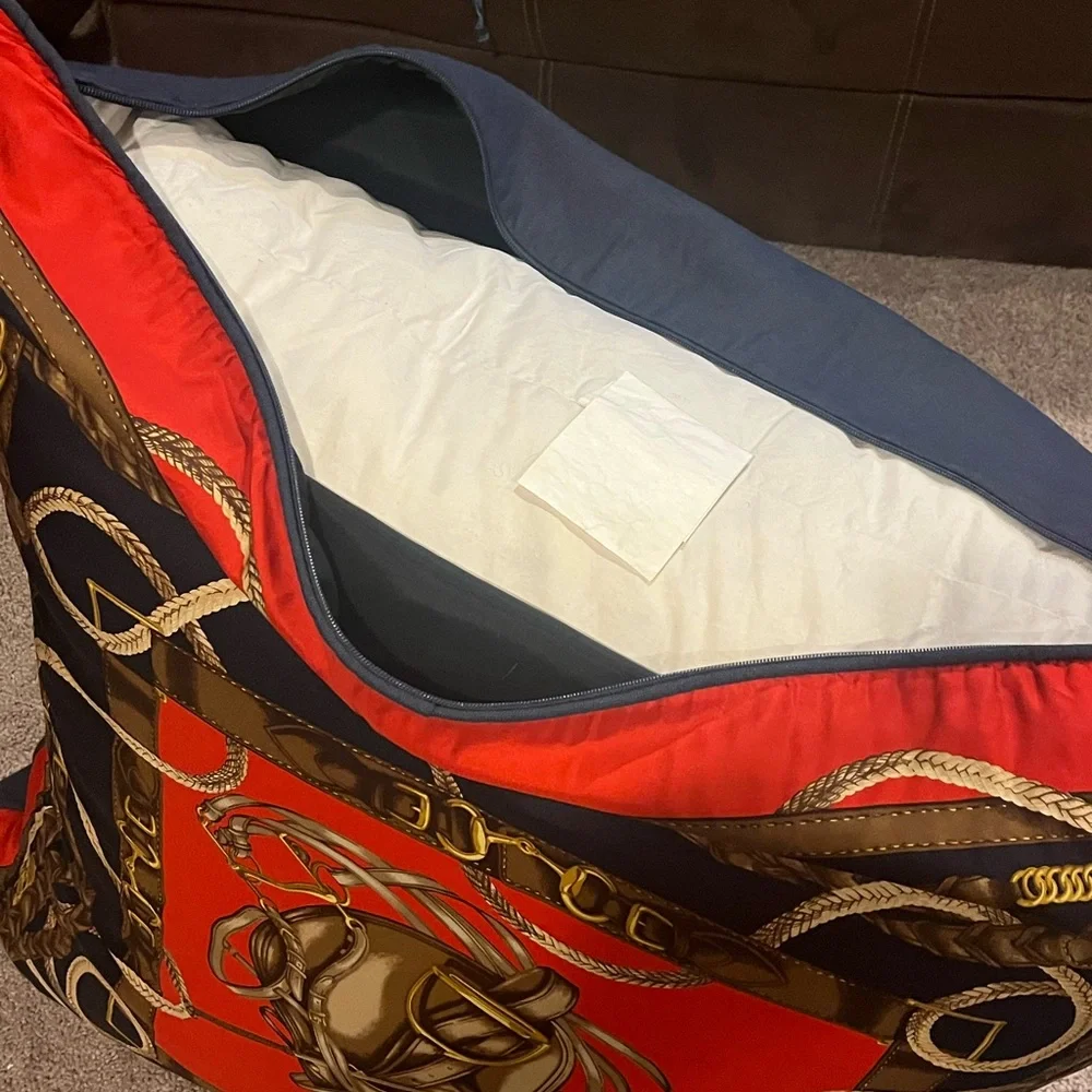 Ralph Lauren Equestrian Saddle Silk Linen Floor Pillow 37”x37” Huge Made in USA